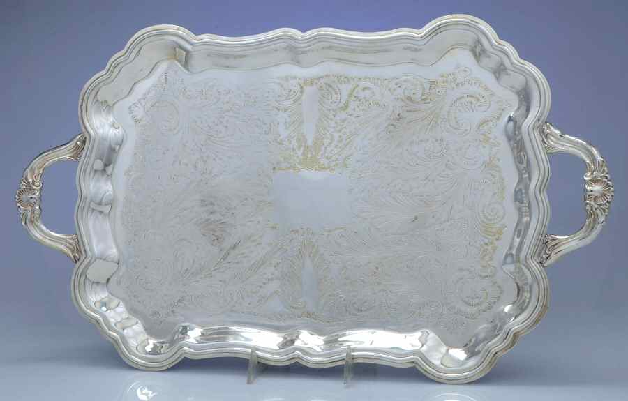 2462 (Silverplate, Hollowware) Large Footed Waiter Tray by F B Rogers-1