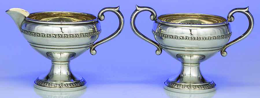 Margaret Rose (Sterling, Hollowware) Weighted Mini Creamer and Open Sugar by F B Rogers-1