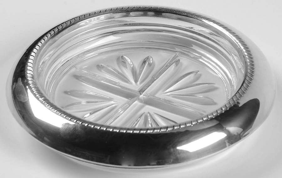 Margaret Rose (Sterling, Hollowware) Crystal Coaster with Sterling Rim by F B Rogers-1
