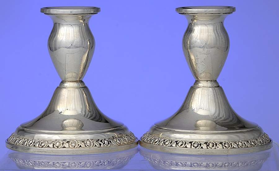 Margaret Rose (Sterling, Hollowware) Pair of Weighted Candlesticks by F B Rogers-1