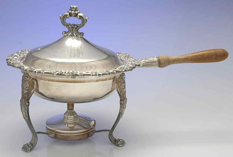 7745 (Silverplate, Hollowware) Chafing Dish W/Lid, Burner & Stand by F B Rogers-1