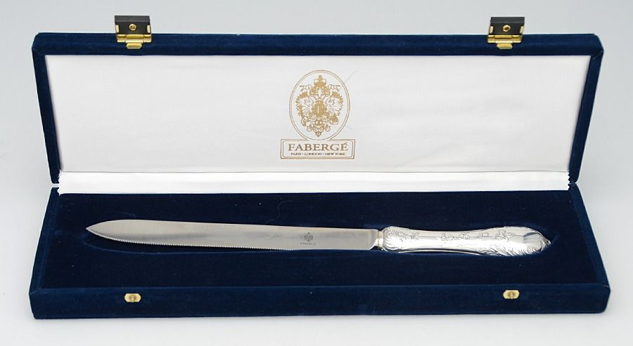 Grand Duchess (Sterling) Large Stainless Blade Roast Carving Knife w/Case by Faberge-1