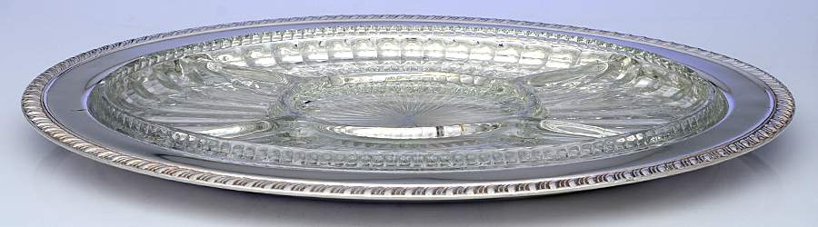 FBR21 (Silverplate, Hollowware) 5 Part Relish with Glass Liner(S) by F B Rogers-1