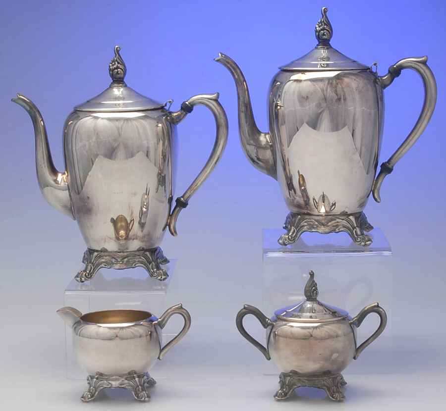 2670 (Silverplate, Hollowware) (4 Piece) Silverplate Tea Set by F B Rogers-1