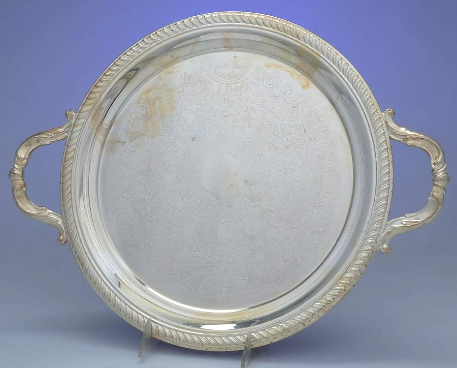 2361 (Silverplate, Hollowware) 12" Round Handled Tray by F B Rogers-1