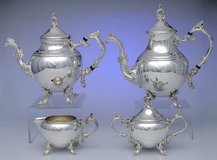 1960 (Silverplate, Hollowware) (4 Piece) Silverplate Tea Set by F B Rogers-1