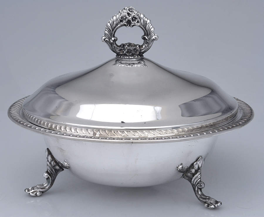 1200 (Silverplate, Hollowware) Plated Round Covered Casserole with Glass by F B Rogers-1