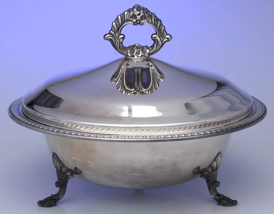 1200 (Silverplate, Hollowware) Silverplate Round Covered Casserole by F B Rogers-1
