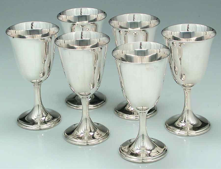 186 (Sterling, Hollowware) Sterling Water Goblet - Set of 6 by Frank Smith-1