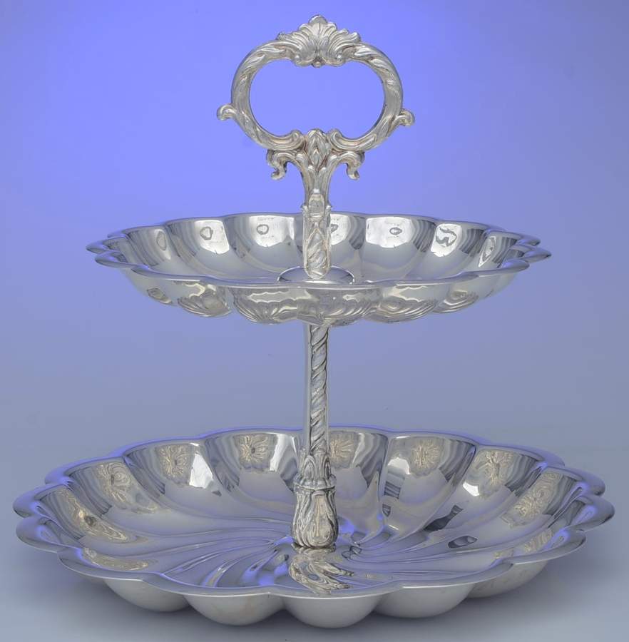 648 (Silverplate, Hollowware) 2 Tier Serving Tray by F B Rogers-1