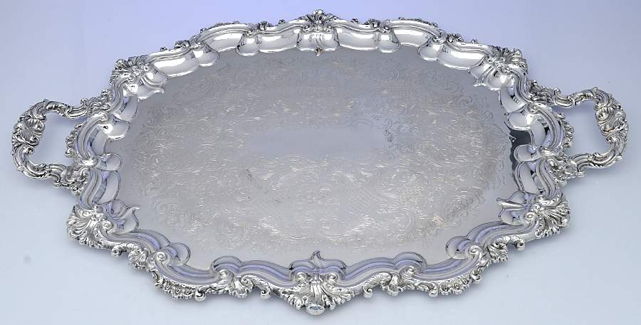 Lady Margaret (Silverplate, Hollowware) 22" Waiter Tray by F B Rogers-1