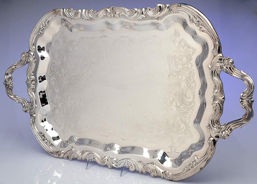 Lady Margaret (Silverplate, Hollowware) Large Footed Waiter Tray by F B Rogers-1
