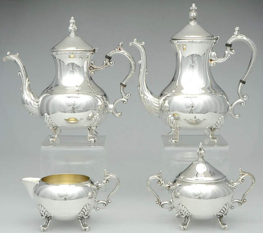 Lady Margaret (Silverplate, Hollowware) (4 Piece) Silverplate Tea Set by F B Rogers-1