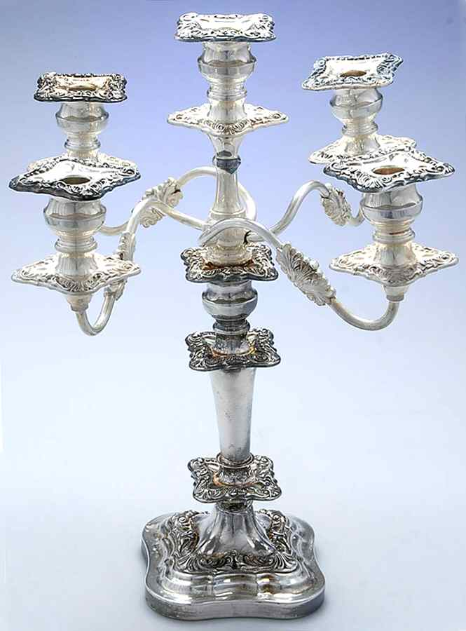 7573 (Silverplate, Hollowware) Large Plated 5-Light Candelabra by F B Rogers-1