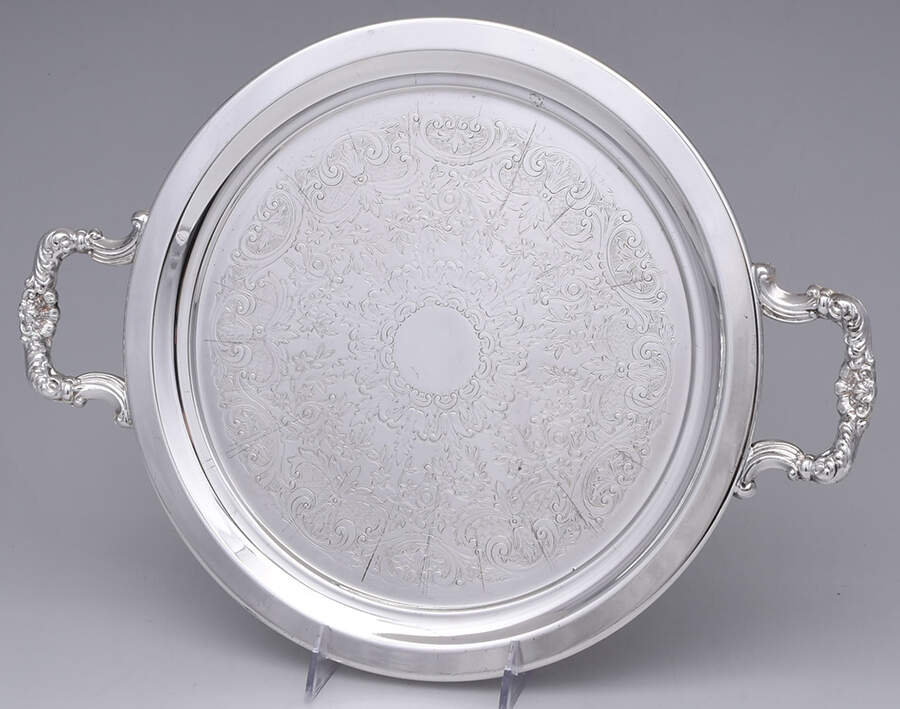 2311 (Silverplate, Hollowware) 12" Round Handled Tray by F B Rogers-1