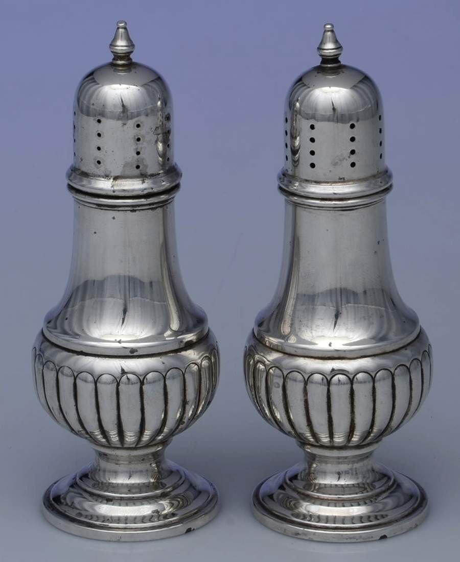 118 (Sterling, Hollowware) Salt and Pepper Set by F B Rogers-1