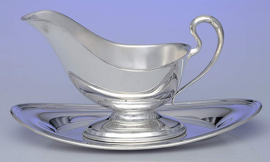 1105 (Silverplate, Hollowware) Plated Gravy Boat & Underplate by F B Rogers-1