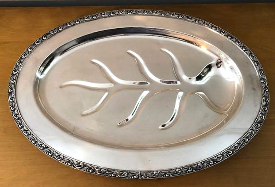 Dynasty (Silverplate, Hollowware) Meat Platter with Well Tree by F B Rogers-1