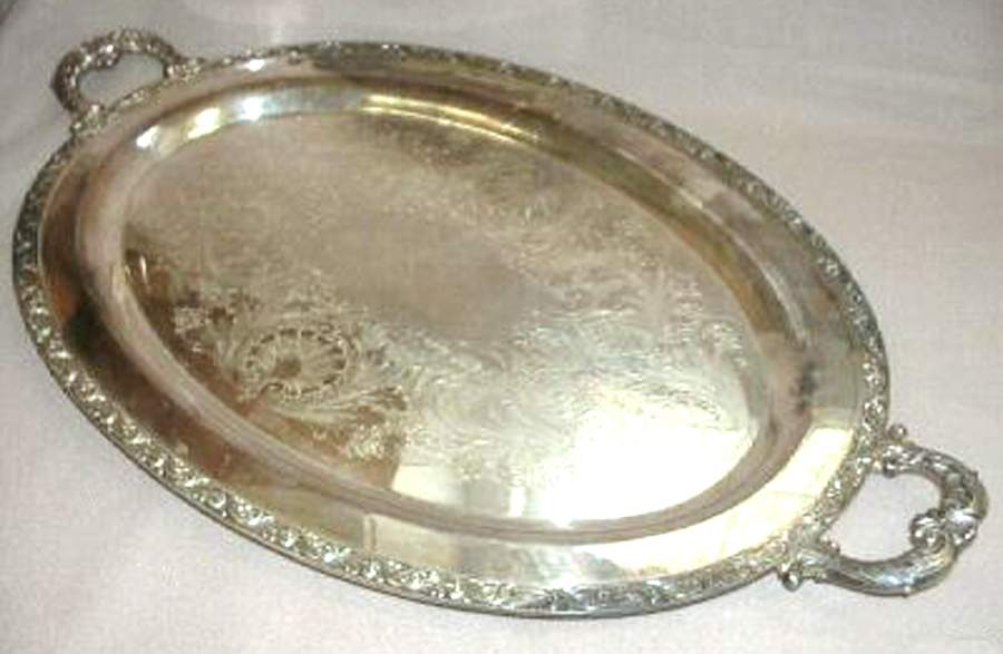 Dynasty (Silverplate, Hollowware) Large Silverplate Waiter Tray by F B Rogers-1