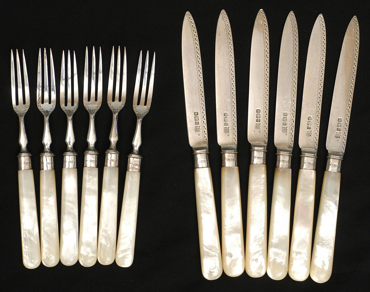 Pearl Handle Flatware 1 (Sterling) Fruit Set (6 Forks & 6 Knifes) by Frederick C Asman & Co.-1