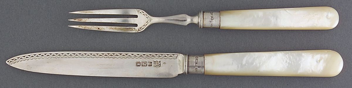 Pearl Handle Flatware 1 (Sterling) Fruit Set-1 Sterling Blade Fork and Knife by Frederick C Asman & Co.-1