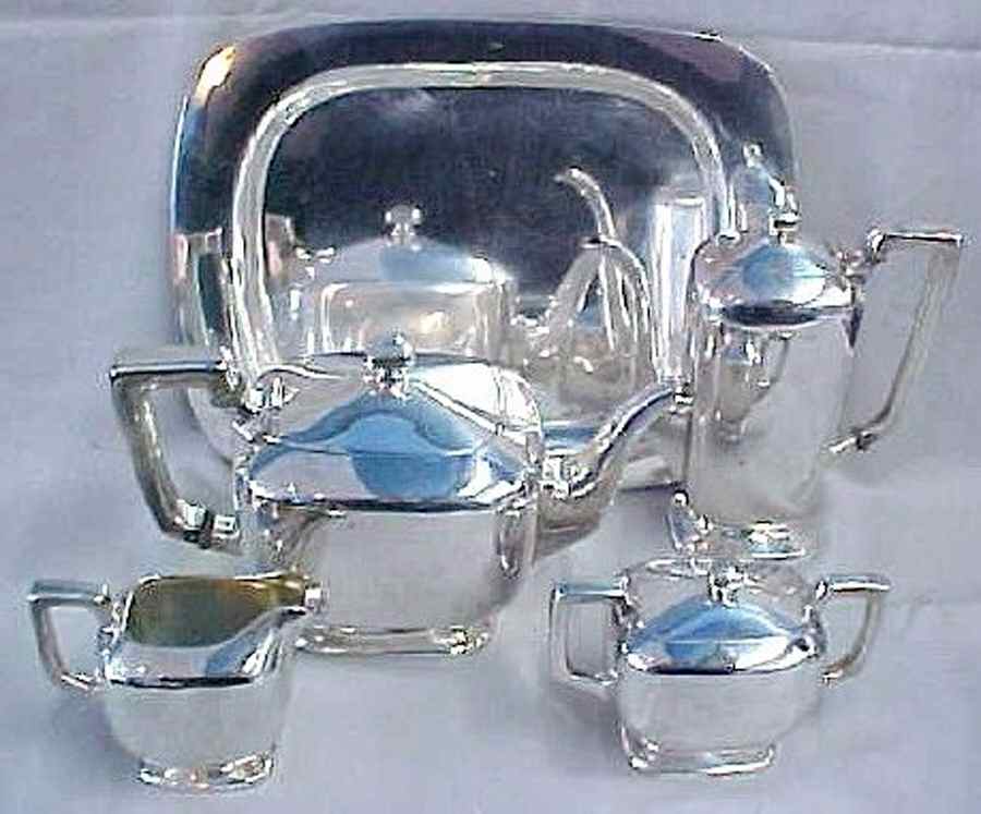 3778 (Sterling, Hollowware) 4 Piece Tea Set (SCP, STP, SCR, SSU) by Frank Smith-1