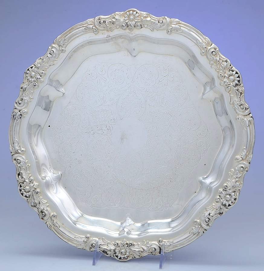7734 (Silverplate, Hollowware) 14" Round Tray by F B Rogers-1