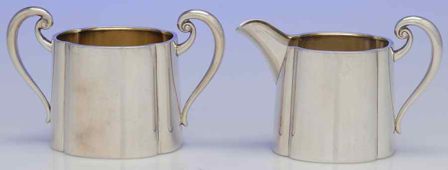3236 (Sterling, Hollowware) Creamer & Open Sugar Set by Foster & Bailey-1