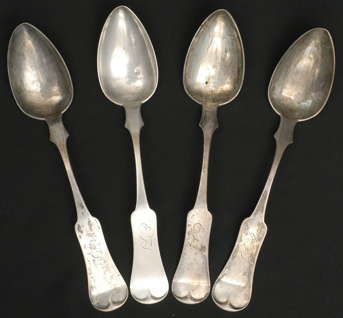 Coin Silver Flatware Tablespoon (Serving Spoon) - Set of 4 by F. H. Clark & Co.-1