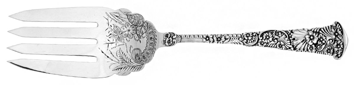 FSS16 (Sterling) Cold Meat Serving Fork Medium Bright Cut by Frank Smith-1