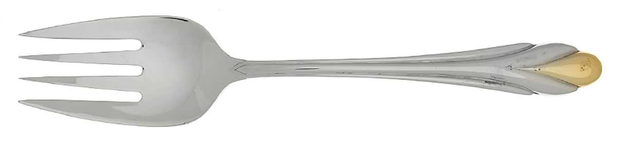 Amore (Stainless, Gold Accent) Solid Serving Fork by Fortunoff-1