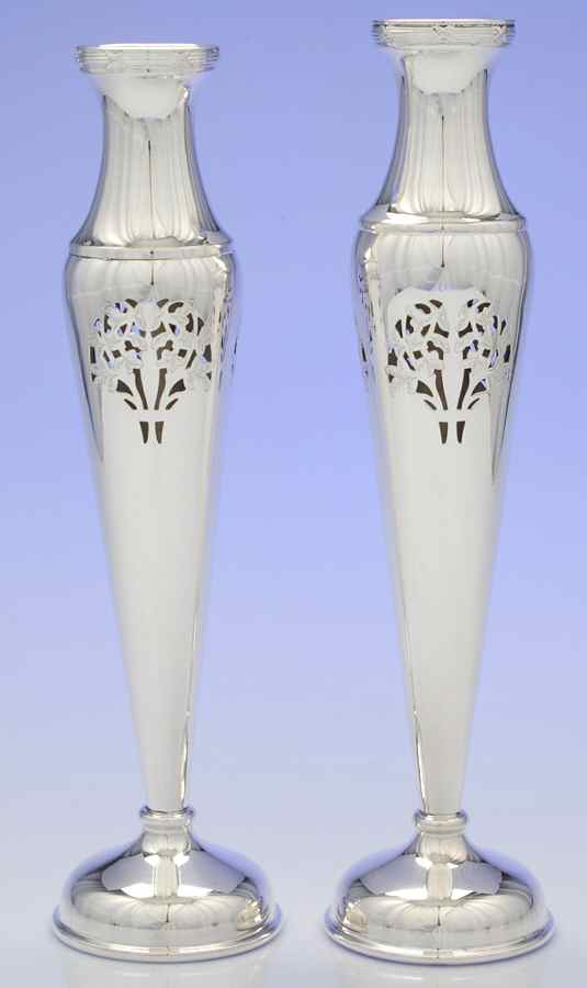 Silverplate Hollowware Pair of 14" Vases by Farberware-1