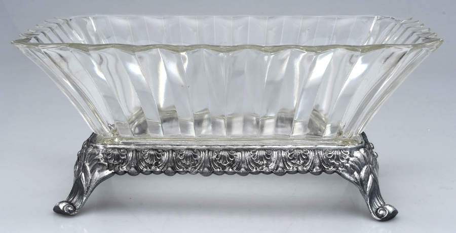 1152 (Silverplate, Hollowware) Small Crystal Dish with Metal Base by F B Rogers-1