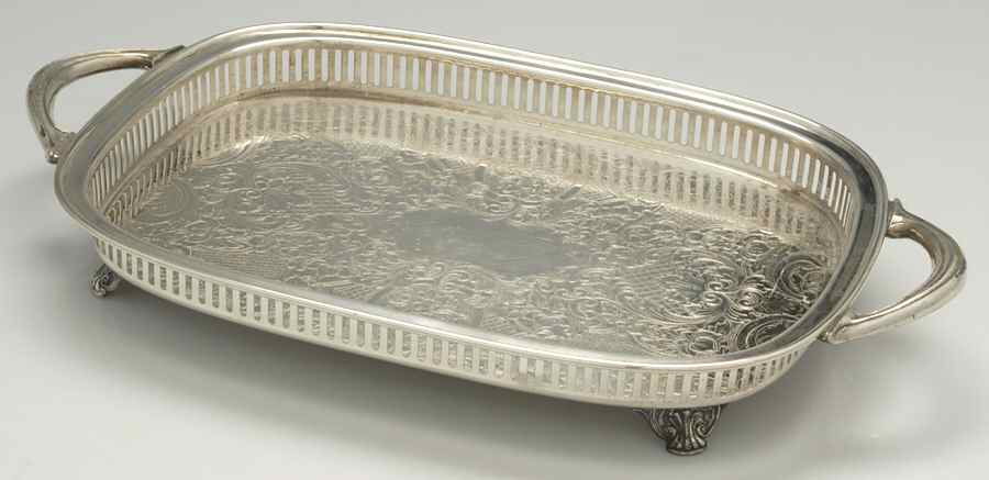 458 (Silverplate, Hollowware) 15" Gallery Tray by F B Rogers-1
