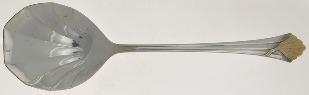 FTU16GA (Silverplate, Gold Accent) Solid Serving Spoon by Fortunoff-1