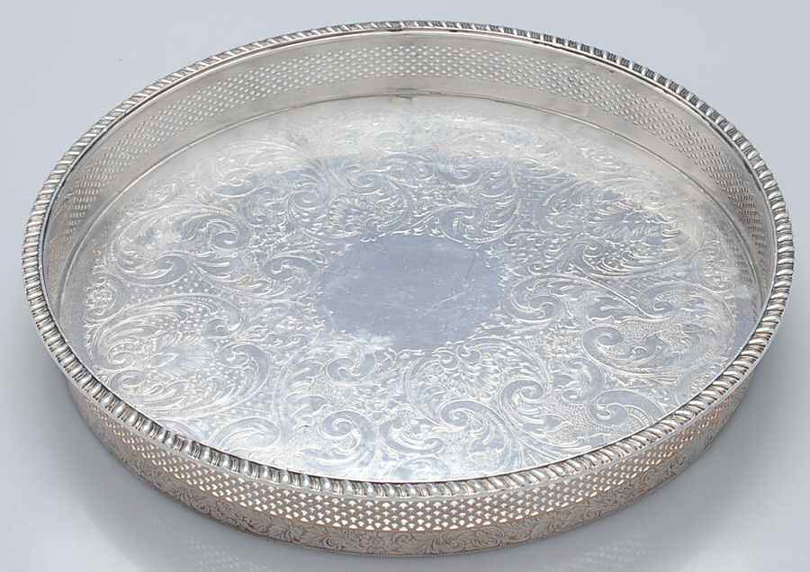 6813 (Silverplate, Hollowware) 12" Gallery Tray by F B Rogers-1