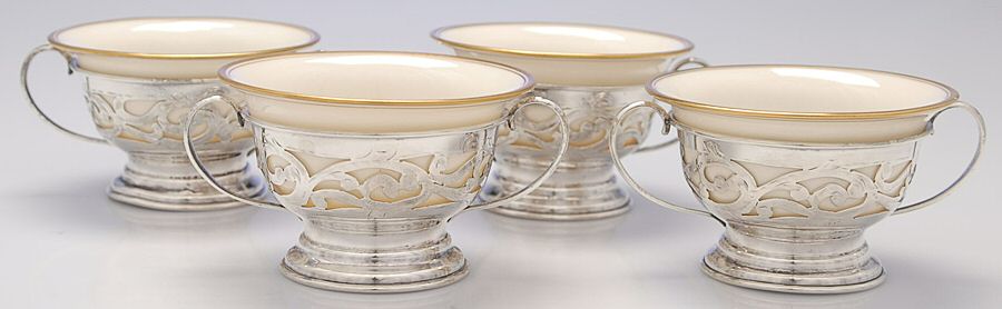313 (Sterling, Hollowware) Bouillon Cup with Liner - Set of 4 by Fenniman Co-1