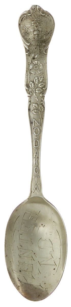 States & Cities Souvenir Spoons(Sterling) North Dakota Five O'Clock Spoon by Fessenden-1