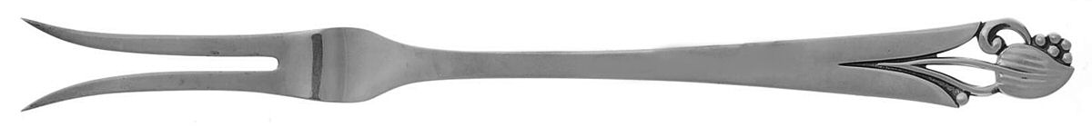 Woodlily (Sterling, 1945, Glossy) Small Solid Cold Meat Serving Fork by Frank Smith-1