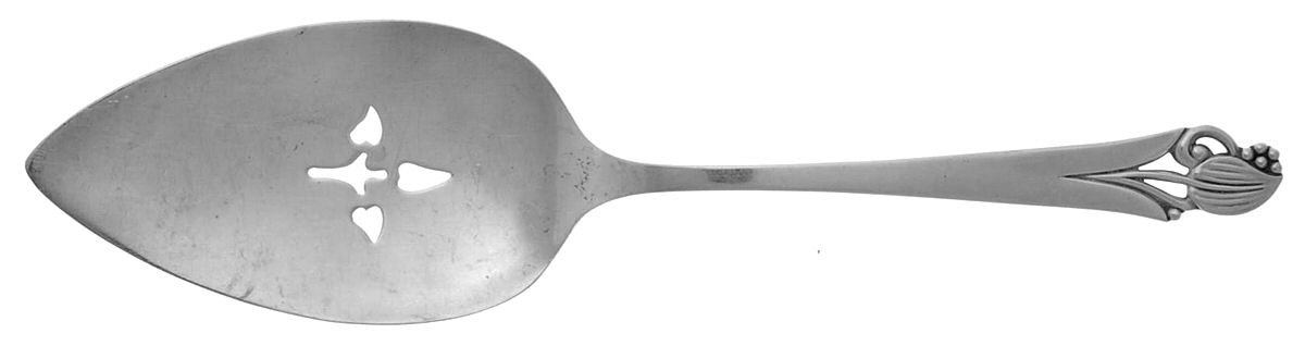 Woodlily (Sterling, 1945, Glossy) Large Solid Pierced Pie Knife by Frank Smith-1