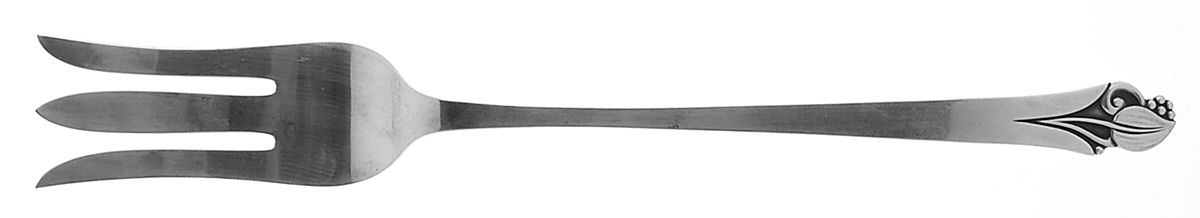 Woodlily (Sterling, 1945, Glossy) Oversize Solid Salad Servng Fork by Frank Smith-1
