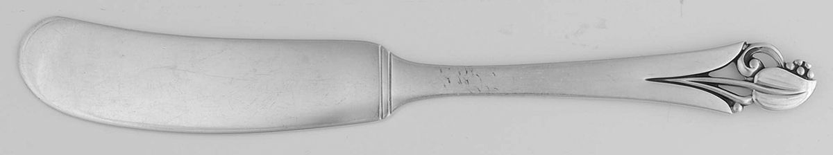 Woodlily (Sterling, 1945, Glossy) Flat Handle Butter Spreader by Frank Smith-1