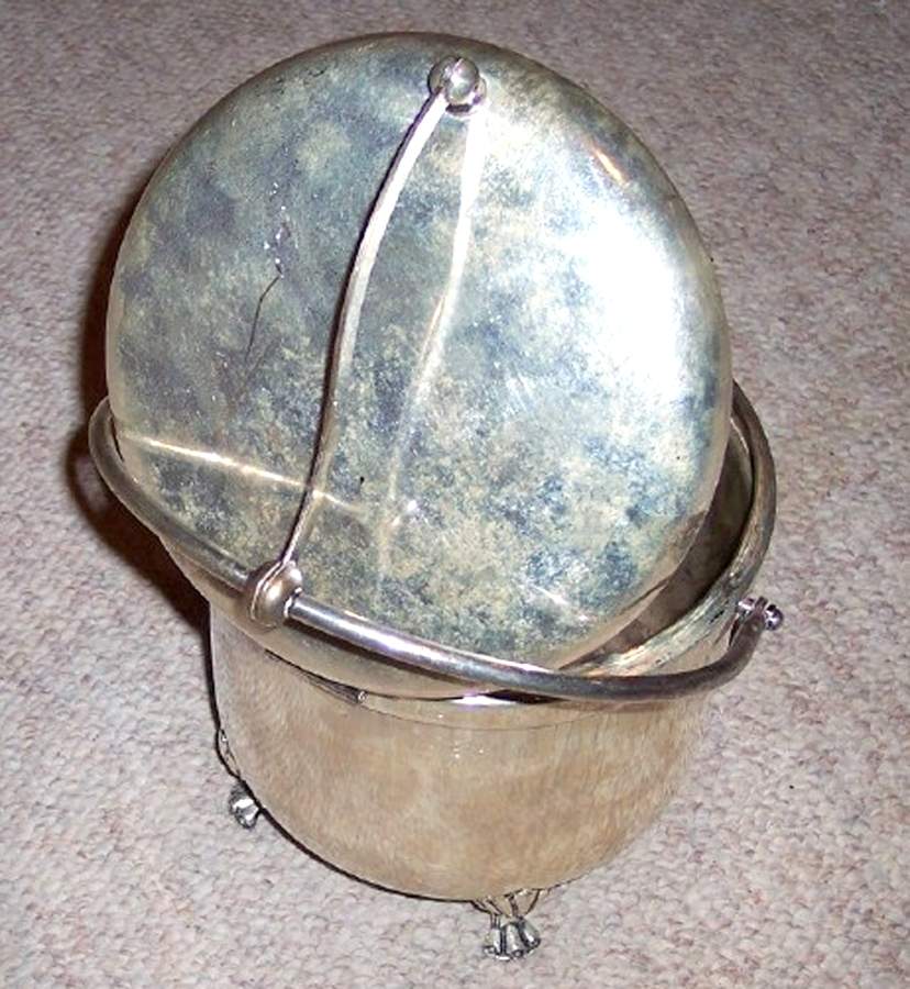 111 (Silverplate, Hollowware) Hinged Bale Handle Ice Bucket & Lid, Liner by F B Rogers-1
