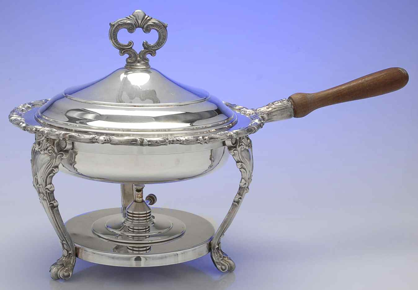6044 (Silverplate, Hollowware) Chafing Dish W/Lid, Burner, Stand-No Liner by F B Rogers-1