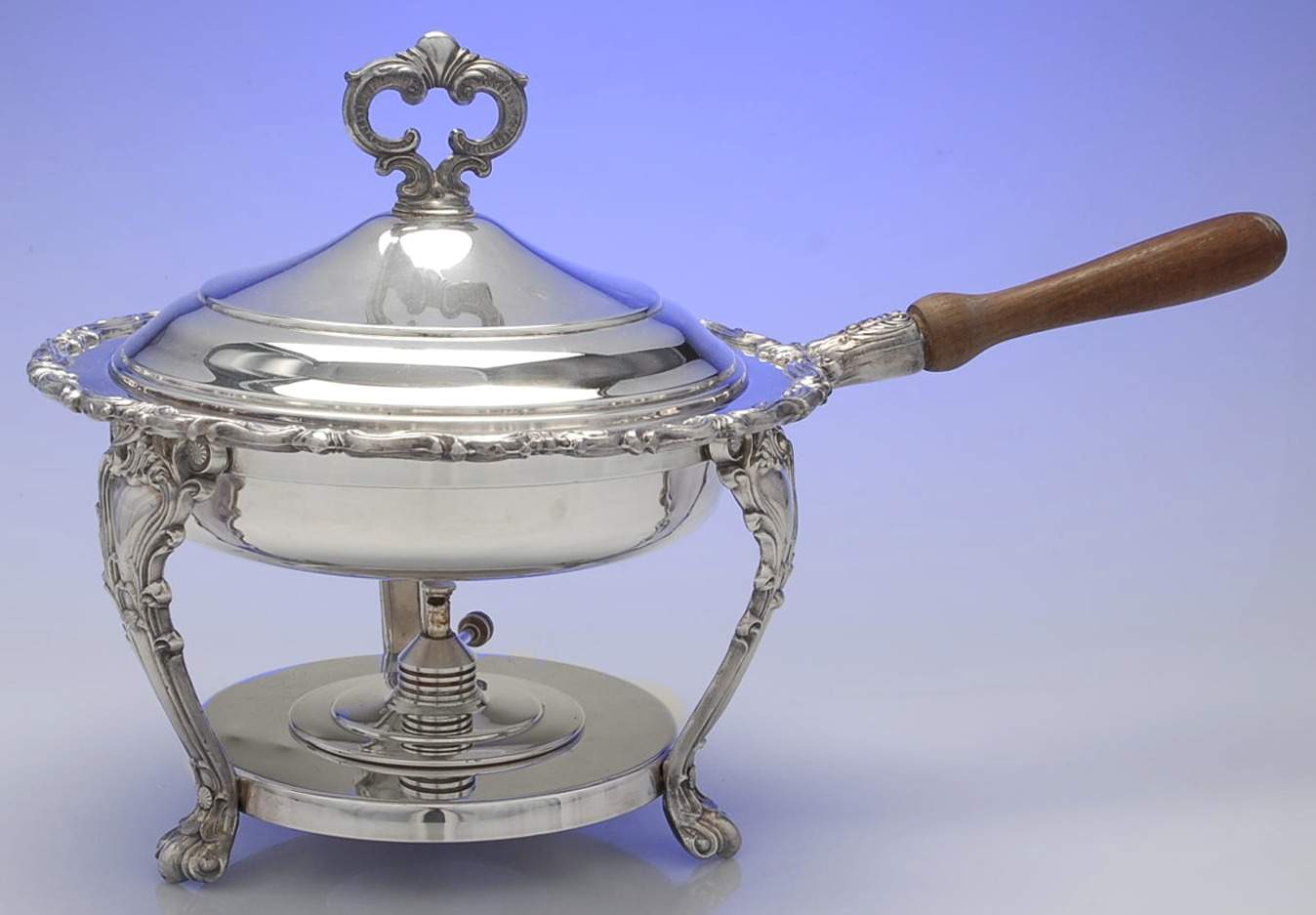 6044 (Silverplate, Hollowware) Chafing Dish W/Lid, Burner, Stand-No Liner by F B Rogers-1