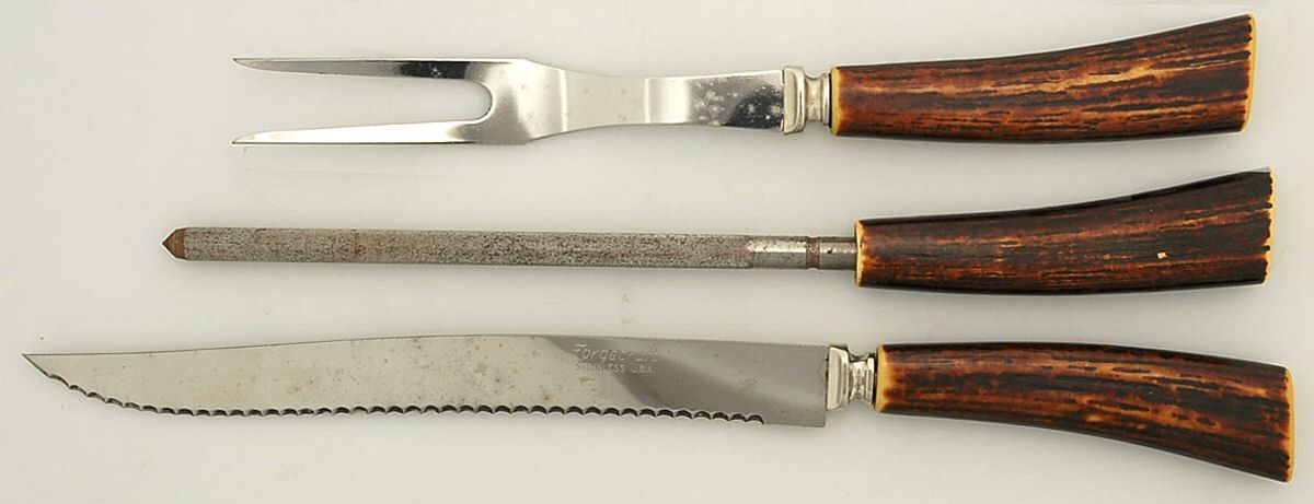 Stainless Flatware Small Steak 3-Piece Carving Set with Stainless Blade by Forgecraft-1