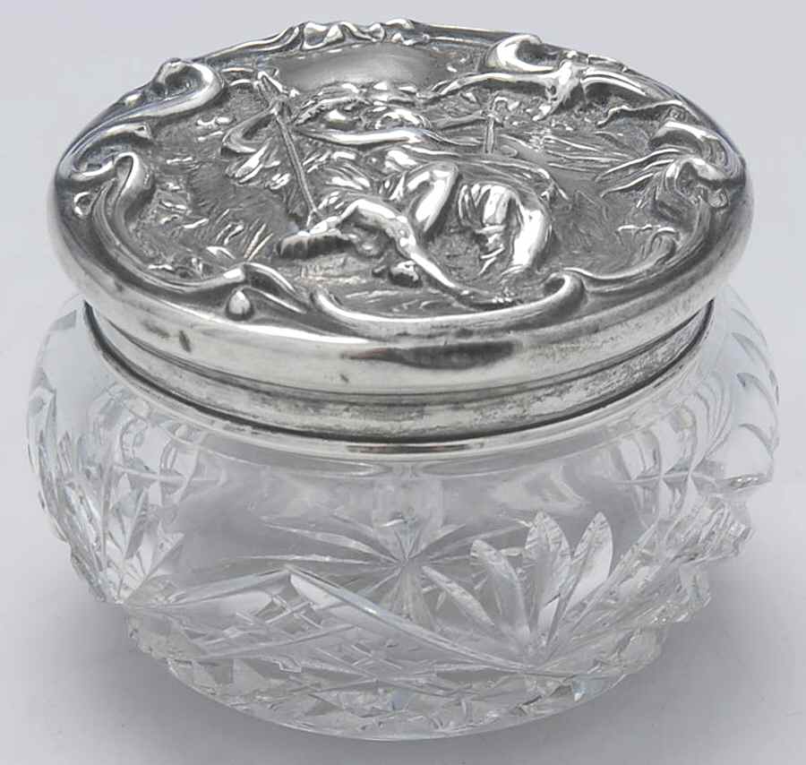 2072 (Sterling, Hollowware) Powder Jar, Crystal Bowl and Sterling Lid by Foster & Bailey-1