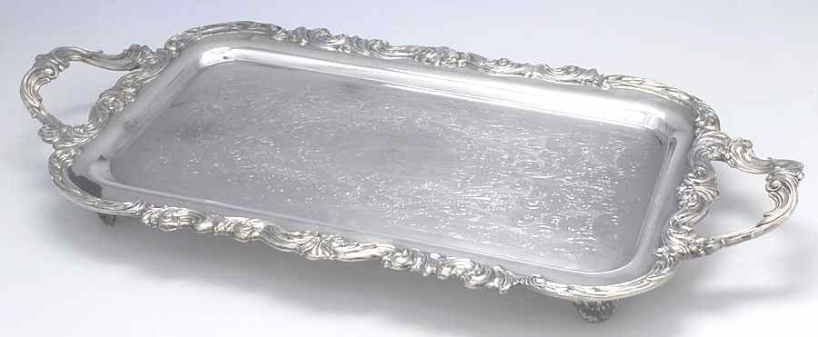 1338 (Silverplate, Hollowware) 20" 4 Toed Waiter Tray by F B Rogers-1