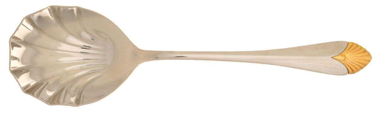Pulsar (Stainless, Gold Accent) Solid Serving Spoon by Fortunoff-1