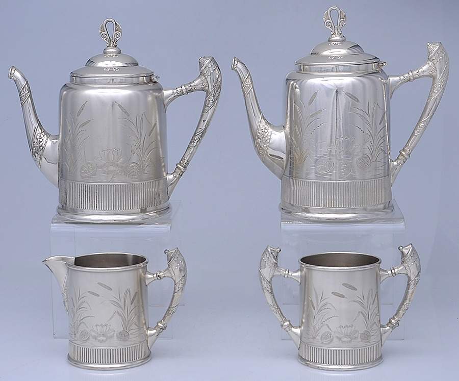 1216 (Silverplate, Hollowware) 4 Piece Tea Set (PCP, PTP, PCR, PSUO) by F B Rogers-1